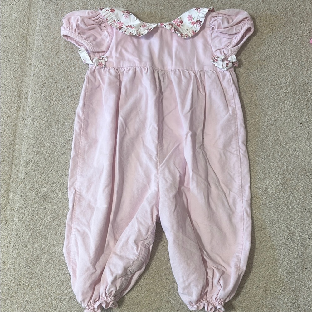 James & Lottie Pink Corduroy Romper